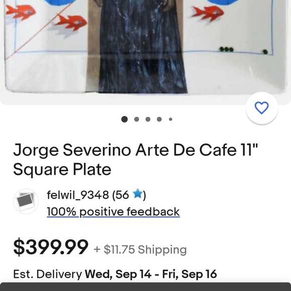 LAST ONE Jorge Severino Arte de Cafe 11" serving plate - Picture 10 of 10